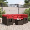 Ensemble de canapé de jardin 7 pcs avec coussins marron résine tressée 646001646001
