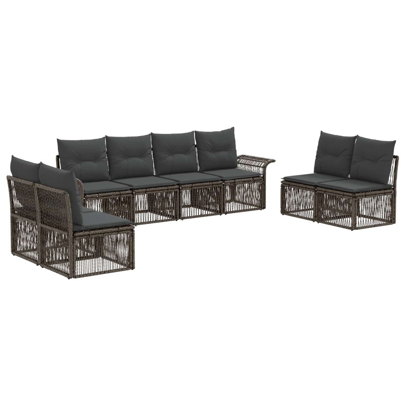 Ensemble de canapé de jardin 8 pcs Gris polyrotin 646003646003