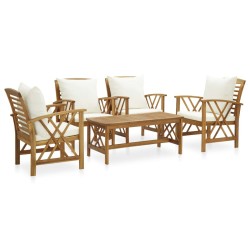 Salon de jardin 5 pcs avec coussins Bois d'acacia solide 646004646004