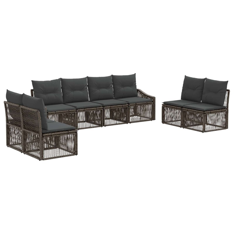 Ensemble de canapé de jardin 8 pcs Gris polyrotin 646005646005