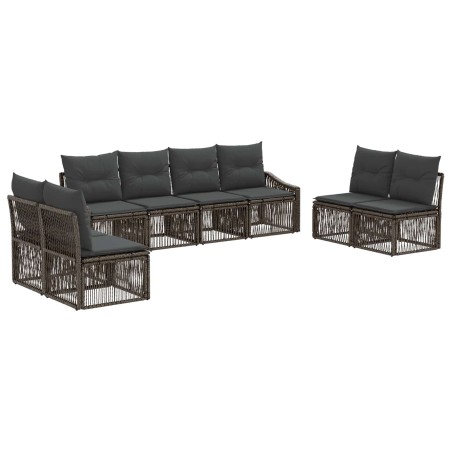 Ensemble de canapé de jardin 8 pcs Gris polyrotin 646005646005
