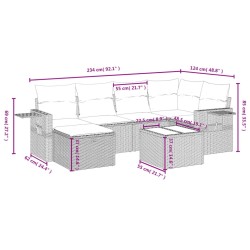 Ensemble de canapé de jardin 7 pcs avec coussins marron résine tressée 646008646008