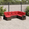 Ensemble de canapé de jardin 7 pcs avec coussins marron résine tressée 646009646009