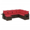 Ensemble de canapé de jardin 7 pcs avec coussins marron résine tressée 646009646009