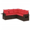 Ensemble de canapé de jardin 5 pcs avec coussins marron résine tressée 646013646013