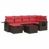 Salon de jardin avec coussins 7 pcs marron résine tressée 646022646022