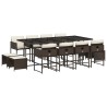 Ensemble à manger de jardin avec coussins 13 pcs marron rotin 646027646027
