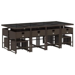 Ensemble à manger de jardin avec coussins 13 pcs marron rotin 646027646027