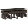 Ensemble à manger de jardin avec coussins 13 pcs marron rotin 646027646027