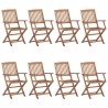 Chaises pliables de jardin lot de 8 avec coussins Bois d'acacia 646029646029