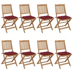 Chaises pliables de jardin lot de 8 avec coussins Bois d'acacia 646030646030