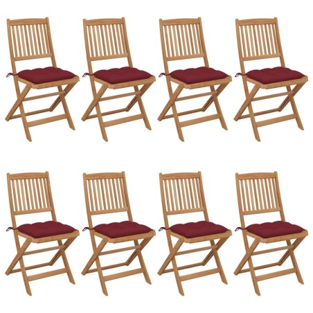 Chaises pliables de jardin lot de 8 avec coussins Bois d'acacia 646030646030
