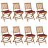 Chaises pliables de jardin lot de 8 avec coussins Bois d'acacia 646030646030