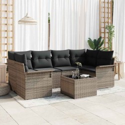 Ensemble de canapé de jardin 7 pcs Gris Poly rotin 646035646035