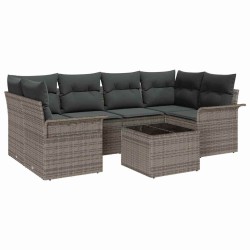 Ensemble de canapé de jardin 7 pcs Gris Poly rotin 646035646035