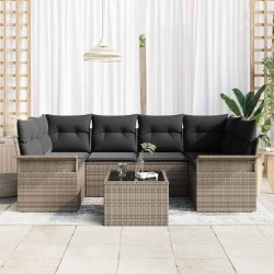 Ensemble de canapé de jardin 7 pcs Gris Poly rotin 646035646035
