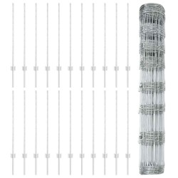 Clôture sauvage extérieure avec poteaux 50 x 1 m Argenté Maille 646036646036
