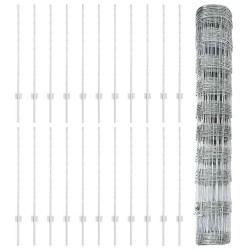 Clôture sauvage extérieure avec poteaux 50 x 1 m Argenté Maille 646037646037