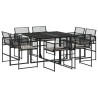 Ensemble à manger de jardin 9pcs coussins noir résine tressée 646038646038