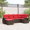 Ensemble de canapé de jardin 6 pcs avec coussins marron résine tressée 646041646041