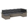 Ensemble de canapé de jardin avec coussin 7 pcs Gris polyrotin 646042646042