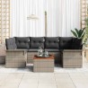 Ensemble de canapé de jardin avec coussin 7 pcs Gris polyrotin 646043646043