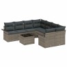 Ensemble de canapé de jardin avec coussin 9 pcs Gris polyrotin 646045646045