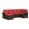 Salon de jardin avec coussins 6 pcs marron résine tressée 646046646046