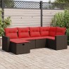 Salon de jardin avec coussins 6 pcs marron résine tressée 646047646047