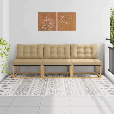 Sofa de milieu extérieur Bois d'acacia massif et Textilène 646049646049