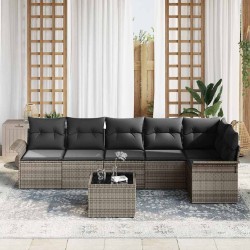 Ensemble de canapé de jardin avec coussin 7 pcs Gris polyrotin 646050646050