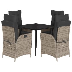 Ensemble à manger de jardin 5 pcs coussins gris résine tressée 646054646054
