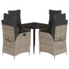 Ensemble à manger de jardin 5 pcs coussins gris résine tressée 646054646054