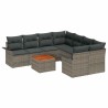 Ensemble de canapé de jardin avec coussin 9 pcs Gris polyrotin 646056646056