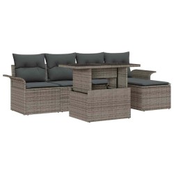 Ensemble de canapé de jardin avec coussin 6 pcs Gris polyrotin 646059646059