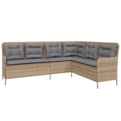 Salon de jardin avec coussins 2 pcs beige résine tressée 646095646095