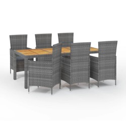 Salon de jardin 7 pcs avec coussins Résine tressée Gris 646099646099