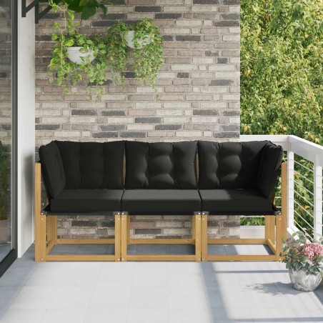Canapé d’extérieur milieu et coin avec coussin 3 Pièce Blanc 646108646108