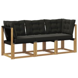Canapé d’extérieur milieu et coin avec coussin 3 Pièce Blanc 646108646108