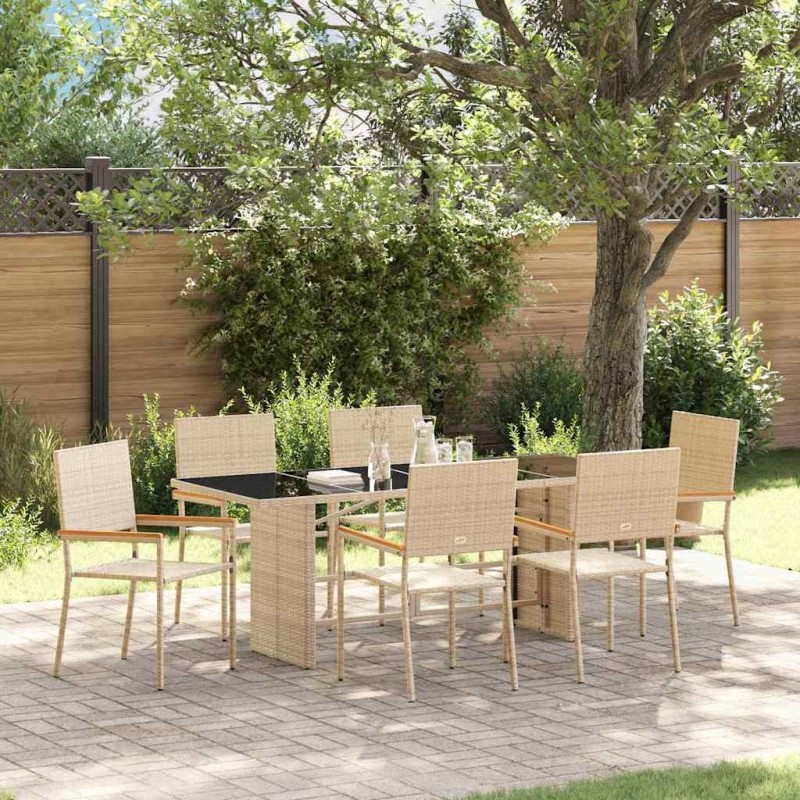 Ensemble de salle à manger pour jardin 7 pcs Beige polyrotin 646109646109