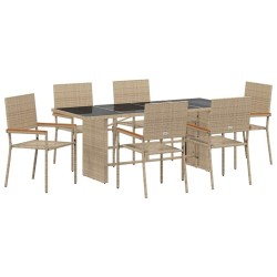 Ensemble de salle à manger pour jardin 7 pcs Beige polyrotin 646109646109