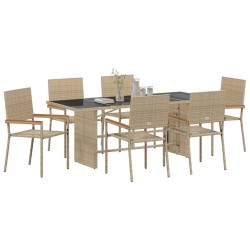 Ensemble de salle à manger pour jardin 7 pcs Beige polyrotin 646109646109