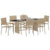 Ensemble de salle à manger pour jardin 7 pcs Beige polyrotin 646109646109