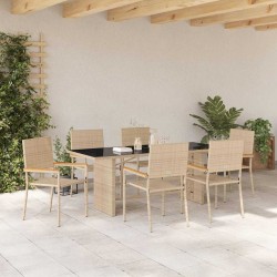 Ensemble de salle à manger pour jardin 7 pcs Beige polyrotin 646109646109