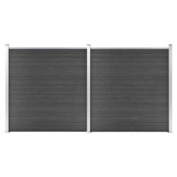 Ensemble de panneau de clôture WPC 353x186 cm Noir 646111646111