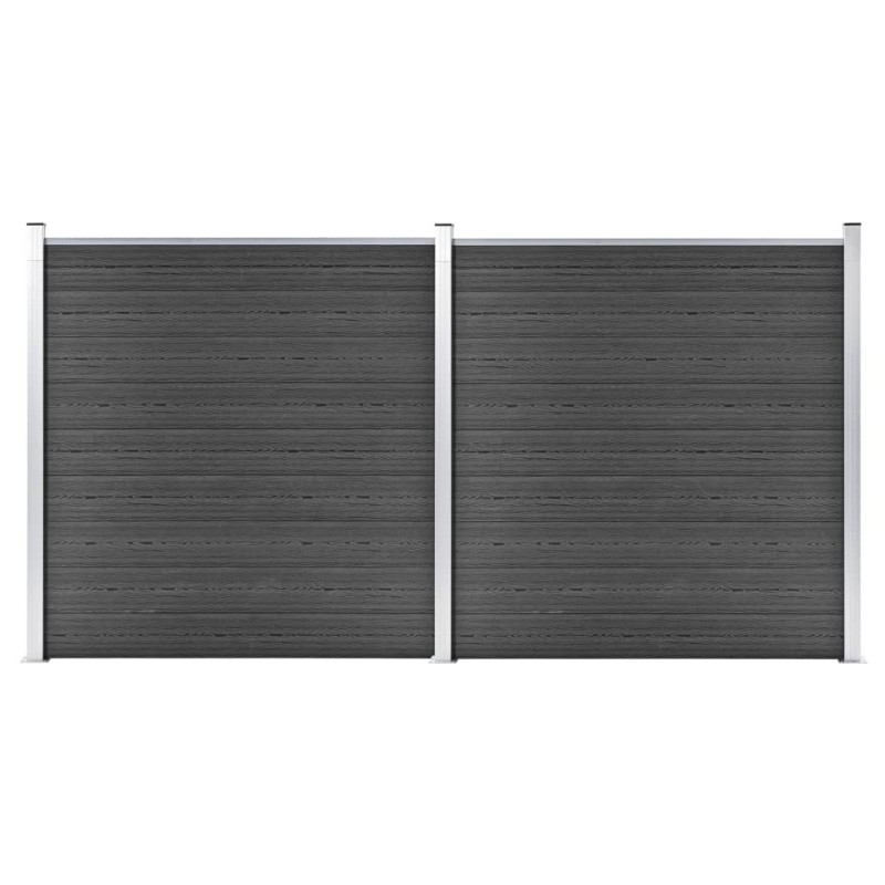 Ensemble de panneau de clôture WPC 353x186 cm Noir 646111646111