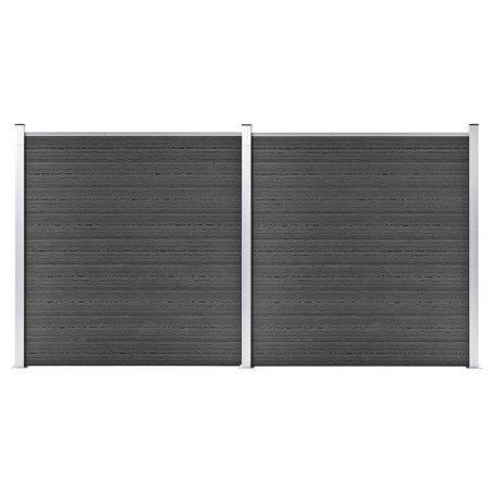 Ensemble de panneau de clôture WPC 353x186 cm Noir 646111646111