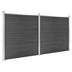 Ensemble de panneau de clôture WPC 353x186 cm Noir 646111646111