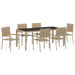 Ensemble de salle à manger pour jardin 7 pcs Beige polyrotin 646117646117