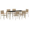 Ensemble de salle à manger pour jardin 7 pcs Beige polyrotin 646117646117